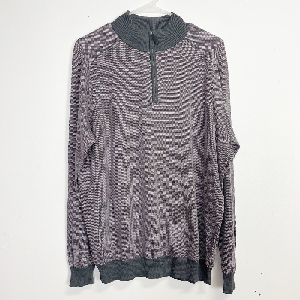 NEW Jack Victor Sweater Mens Size XL Gray 1/4 Zip Mock Neck Cotton Silk NWOT